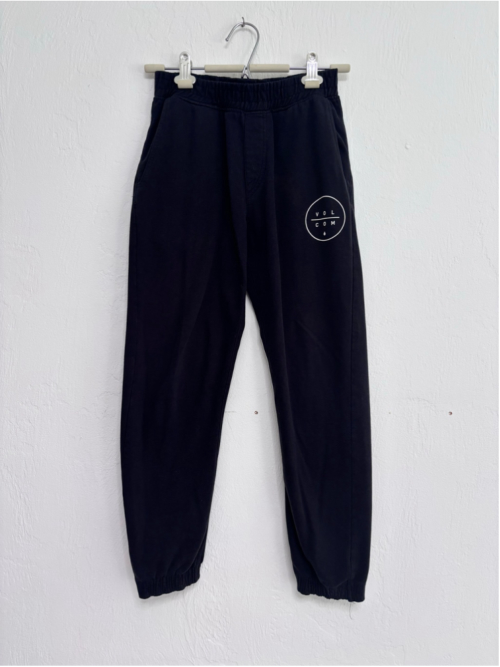 Boys Volcom Jogger Sweatpants Size L Black White Logo Cotton blend